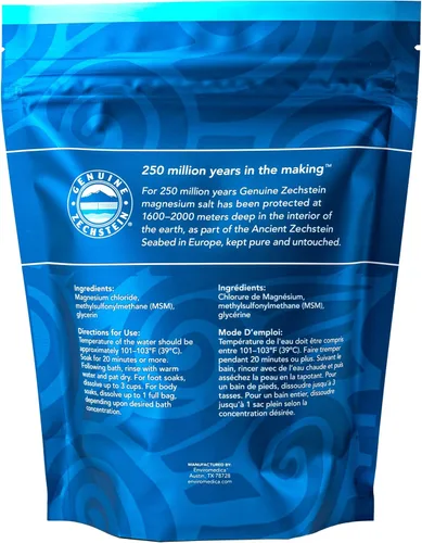 Miniatura 4 de Ancient Minerals Copos de baño de magnesio Ultra con OptiMSM – Cloruro de magnesio Zechstein puro y sales de baño de azufre orgánicas, remojo