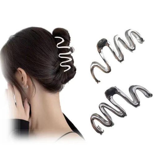 Miniatura 10 de BeeGift 3 pinzas para el cabello, tres 3 colores de pinzas de metal para el cabello, 4 pulgadas, exquisitos diseños geométricos, pinzas