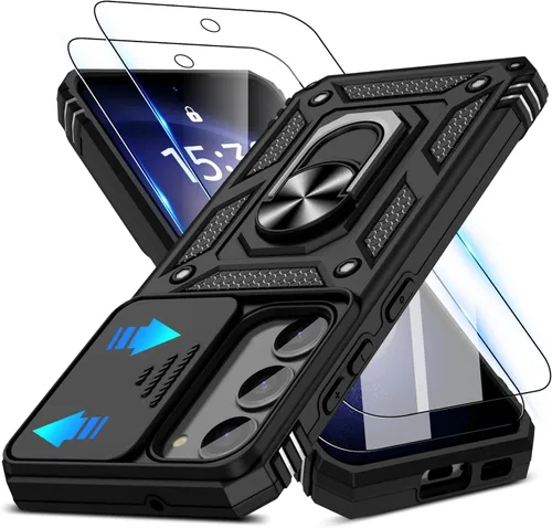 Miniatura 153 de ATUMP Funda para OnePlus Nord N200 5G con protector de pantalla HD con cubierta para cámara deslizante, soporte de anillo de rotación de 360°