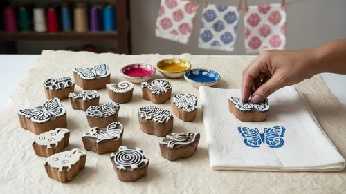 Miniatura 3 de CraftsofIndia® Bloques de madera de animales y pájaros para estampación, impresión en bloques en textiles, manualidades de cerámica, henna, pintura