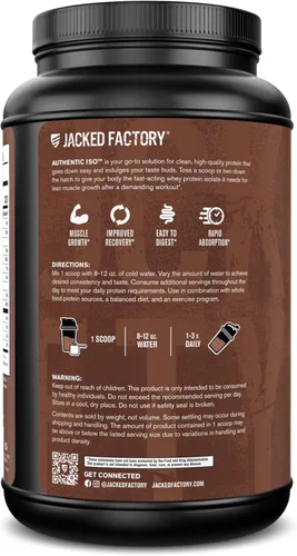 Miniatura 8 de Jacked Factory Auténtico polvo aislado de proteína de suero ISO, bajo en carbohidratos, proteína de construcción muscular sin OMG sin rellenos