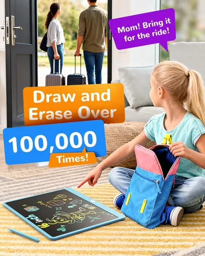 Miniatura 5 de KOKODI Tableta de escritura LCD, regalos para niños y niñas de 3 años, tablero de dibujo de 10 pulgadas, tablero de garabato colorido, tableta