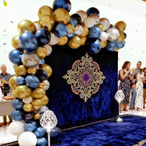 Miniatura 6 de Globos de color azul dorado y plateado, 50 unidades de 12 pulgadas, color azul marino metálico, azul marino, azul claro, plateado y dorado