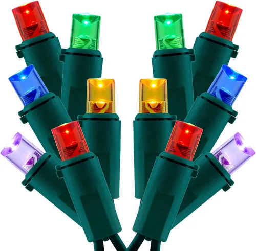 Miniatura 8 de Juego de 2 luces LED verdes de gran angular para Navidad, juego de 2 juegos de 100 luces LED de 0.197 in