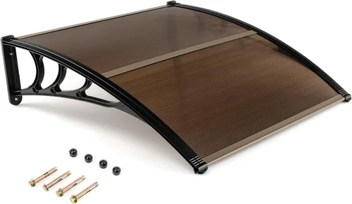 Miniatura 14 de Tangkula Toldo de ventana de 40 x 40 pulgadas, moderno toldo de policarbonato para puerta delantera, cubierta de puerta de ventana para lluvia, Negro