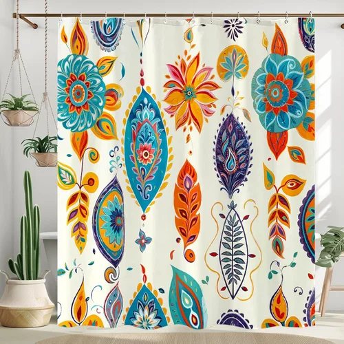 Miniatura 16 de Cortina de ducha con diseño de árbol de la vida, cortina de ducha de vidrio emplomado, cortinas de ducha artística para baño, juego de cortina