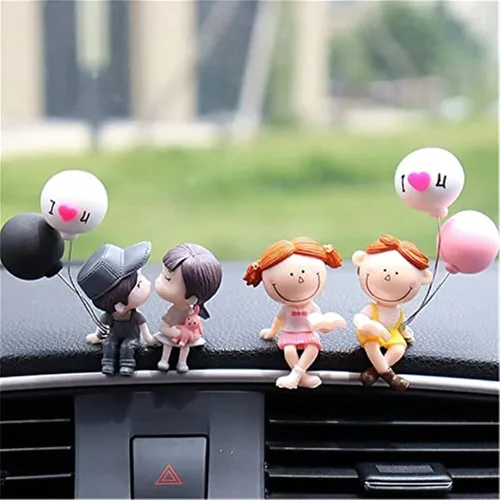 Miniatura 8 de Lindos adornos para pareja, decoración de automóvil, linda acción de caricaturas para parejas, decoración de tablero de automóvil de dibujos