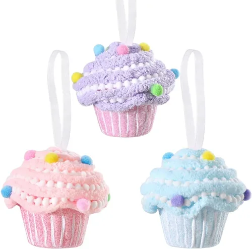 Miniatura 7 de Adorno para árbol de Navidad, 6 piezas de donas colgantes pastel de macarrón para decoración de Navidad Candyland, dulce para una niña, fiesta