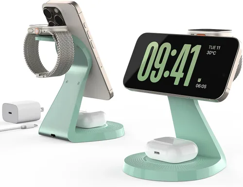 Miniatura 12 de Estación de carga 3 en 1 para dispositivos Apple, soporte de cargador Mag-Safe de carga rápida, cargador inalámbrico para iPhone serie