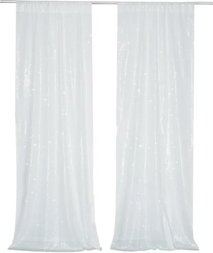 Miniatura 26 de PartyDelight Cortinas de fondo de lentejuelas color azul bebé, 2 paneles de 2 x 8 pies, alta densidad de 0.118 in, fondo de lentejuelas brillantes