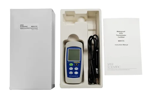 Miniatura 6 de Sper Scientific Termómetro RTD impermeable 800117C - Medidor de temperatura digital IP67 con sonda de resistencia de platino Pantalla