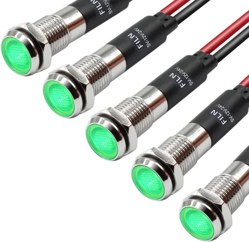 Miniatura 27 de 5 piezas 8 mm (5/16'') luz indicadora LED Luz indicadora 110V 120V lámpara piloto de metal Aluminio negro anodizado impermeable ip67 Luz de señal