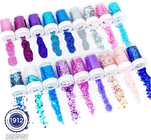 Miniatura 9 de Horizon Group USA Paquete surtido de purpurina – 90 piezas, fino, neón, formas, papel de aluminio y más, ideal para resina, artes y manualidades
