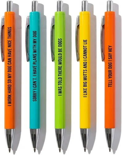 Miniatura 7 de Juego de 5 bolígrafos divertidos de perro, bolígrafos de bola de tinta negra con dichos sarcásticos, regalos para amantes de los perros, regalos