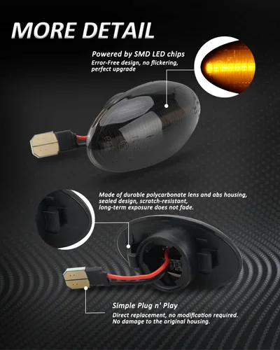 Miniatura 2 de Ensamble de luz de marcador lateral Bestview compatible para MINI Cooper R50 R52 R53 2002-2006, luces de señal de giro intermitentes secuenciales