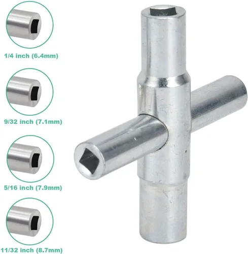 Miniatura 9 de Cyrank Juego de llaves Sillcock de 2 piezas, juego de llaves Sillcock de 4 vías, llave de agua multifuncional, herramienta de reparación