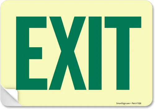 Miniatura 3 de SmartSign Letrero de metal "Exit", 4 x 6.5 pulgadas de aluminio de 40 mil de grosor, brilla en la oscuridad, fabricado en Estados Unidos Aluminio