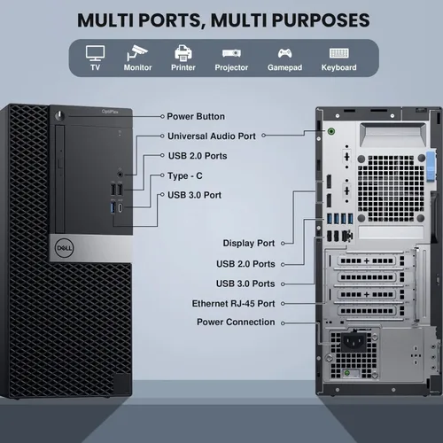Miniatura 2 de Dell Optiplex 7050 Tower - Computadora de escritorio Intel Core i5-7500 de 7ª generación de 3.40 GHz, 16 GB DDR4 de RAM, SSD de 256 GB, disco duro