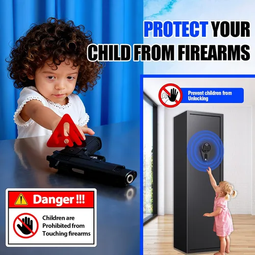 Miniatura 8 de Caja fuerte para armas 5-8 para rifles y pistolas, casillero de armas de huellas dactilares, biométrico seguro para armas, sin montaje, estante