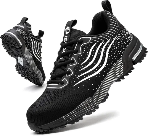 Zapatos de punta de acero para hombres y mujeres, zapatos de seguridad ligeros, cómodos y acolchados, zapatos de trabajo indestructibles