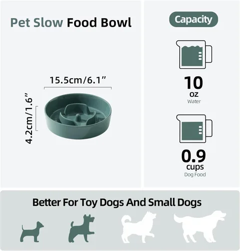 Miniatura 2 de Havniva Tazón de cerámica de 0.9 tazas para perros de alimentación lenta para perros pequeños, alimentador lento para mascotas de 6.1 pulgadas, 1 x