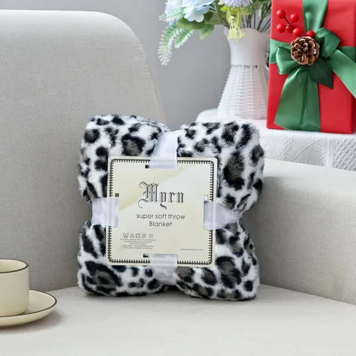 Miniatura 7 de Velboa Manta de Leopardo Súper Suave de Doble Capa Ropa de Cama Funda Gruesa para Sofá Manta de Piel Sintética Peluda y Difusa