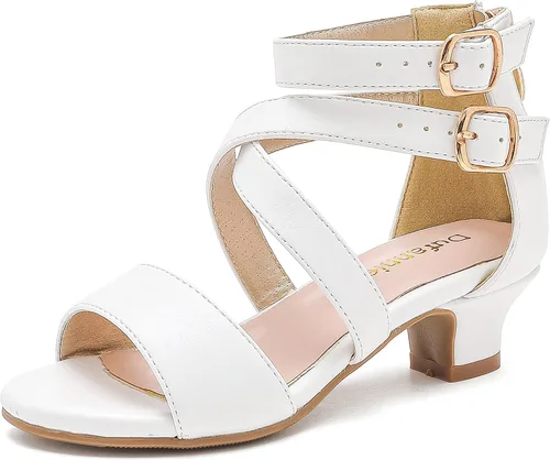 Dufannie Zapatos de vestir con purpurina para niñas y niños pequeños y grandes, zapatos de vestir con flores