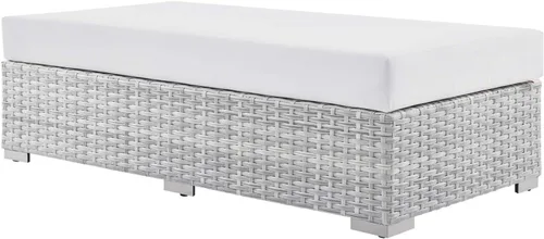 Miniatura 41 de Modway Convene - Otomana rectangular de mimbre para patio al aire libre, color gris claro