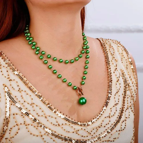 Miniatura 6 de Delicado collar con cuentas de perlas de imitación con pendientes