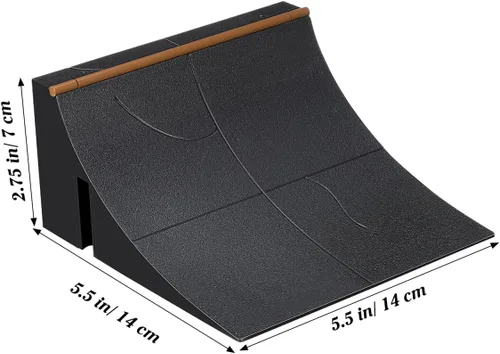 Miniatura 4 de Alasum - Rampa de patineta de dedo de 5.51 x 5.51 x 2.75 pulgadas, tubo de plástico negro de un cuarto de tubería - Boost Kickflips y transiciones
