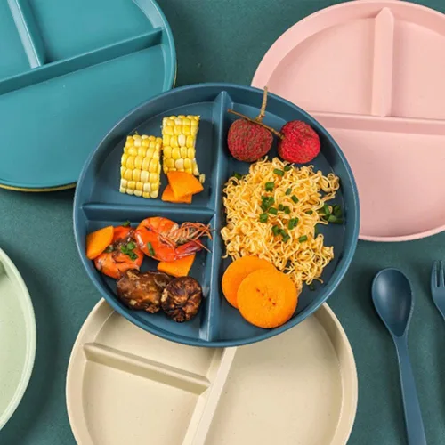 Miniatura 6 de RUIBOLU Platos Divididos Irrompibles 5PCS para Niños y Adultos, Plato con Compartimentos, Vajilla Ligera Reutilizable de Control de Porciones Platos