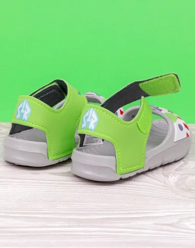 Miniatura 4 de Disney Toy Story Buzz Lightyear - Sandalias para niños, deslizadores de superhéroes con correa de apoyo para niños pequeños, calzado sin cordones
