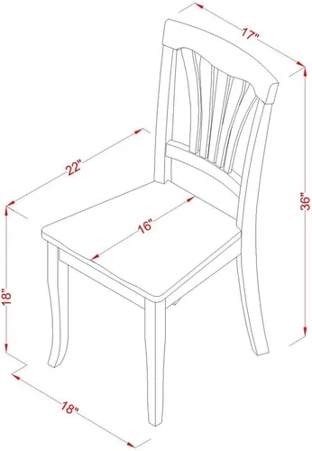 Miniatura 3 de East West Furniture AVC-BLK-W Avon - Sillas de comedor de madera maciza, con respaldo de listones, juego de 2, color negro y cereza