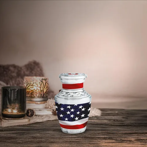 Miniatura 5 de Urnas con Bandera Americana para Cenizas Humanas Adultas Masculinas y Femeninas, Pequeña Urna de Recuerdo para Cenizas Humanas Adultas Mujer