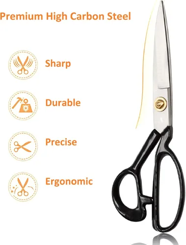 Miniatura 4 de Tijeras de coser ultra afiladas + cuchillo de manualidades – Tijeras profesionales resistentes de 9 pulgadas – Tijeras multiusos: oficina y Plata 9