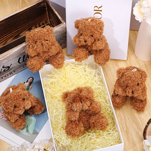 Miniatura 4 de Threan 8 piezas de mini osos de peluche de 4 pulgadas, juguetes de peluche pequeños a granel, muñeco de oso suave, regalos para llavero, suministros