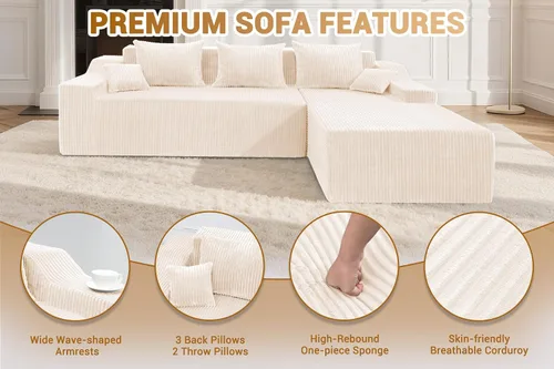 Miniatura 4 de HABUTWAY Sofá modular modular de 101 pulgadas con asiento profundo, moderno sofá convertible en forma de L, sofá tapizado con diván para sala