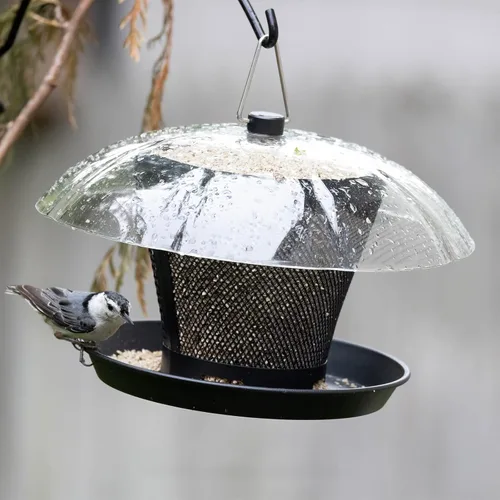 Miniatura 8 de Comedero para pájaros Kingsyard para exterior, comedero de malla metálica de doble uso para pájaros silvestres con cúpula resistente a