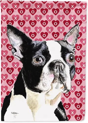 Miniatura 201 de Caroline's Treasures SS4484GF Bandera de jardín con diseño de bulldog inglés y corazones para el Día de San Valentín, bandera decorativa para patio