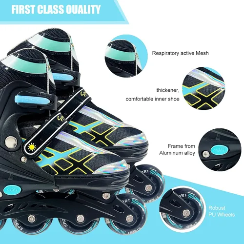 Miniatura 2 de Patines en línea ajustables para niños y adolescentes de 4 a 16 años, todas las 8 ruedas de patines en línea se iluminan, seguras y divertidas