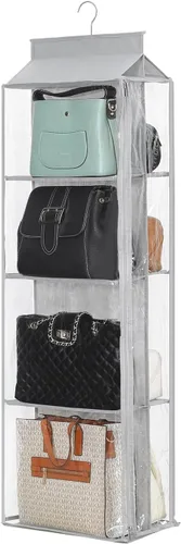 Organizador de bolso colgante de 8 rejillas en 1 paquete con cremalleras dobles, organizador de bolso visible para armario, soporte de