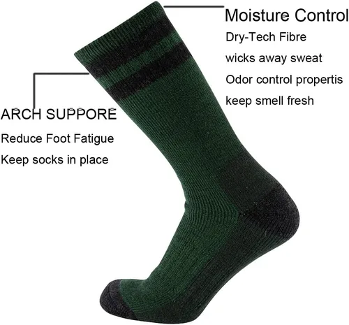 Miniatura 2 de Cerebro Calcetines de lana merino para hombre, calcetines acolchados a media pantorrilla que absorben la humedad, calcetines de senderismo