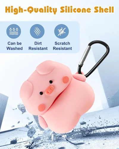 Miniatura 4 de Funda para AirPods 4 con llavero – Elegante a la moda para mujeres y niñas, de silicona 3D, diseño de perro kawaii femenino femenino único divertido