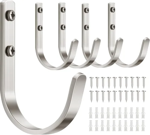 Miniatura 15 de Paquete de 10 Ganchos de Pared para Colgar Toalla/Abrigo - Colgador de Metal de 22LB con Tornillo para Montaje en Pared, para Exteriores, Armario