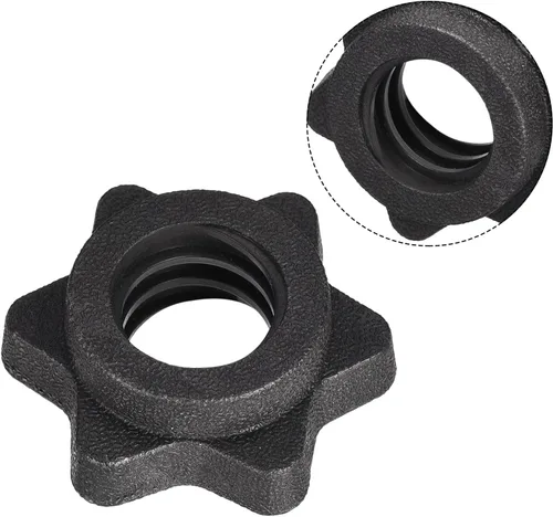 Miniatura 5 de uxcell Tuerca hexagonal para mancuernas, 4 tornillos de plástico M25 antideslizantes para levantamiento de pesas, color negro