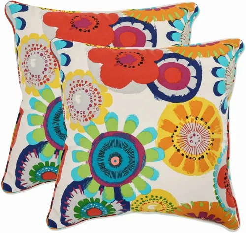 Miniatura 48 de Pillow Perfect - Cojines decorativos florales brillantes para interiores/exteriores, 2 unidades, lumbar - 11.5 x 18.5 pulgadas, verde/rojo Zoe