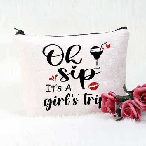 Miniatura 2 de POFULL Regalo de vacaciones para niñas, regalo de viaje, Oh Sip It's a Girl, bolsa de cosméticos para niñas, regalo de viaje para niñas, Viaje
