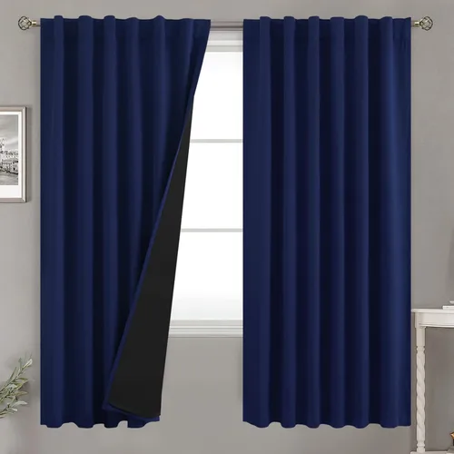 Miniatura 86 de BGment Cortinas 100% opacas beige de 63 pulgadas de largo con forro aislante térmico, bolsillo para varilla y lengüeta trasera de doble capa