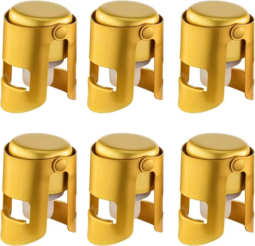 Miniatura 12 de Tapones de champán con protector de champán de acero inoxidable con silicona de grado alimenticio a prueba de fugas que se mantienen frescos, Negro