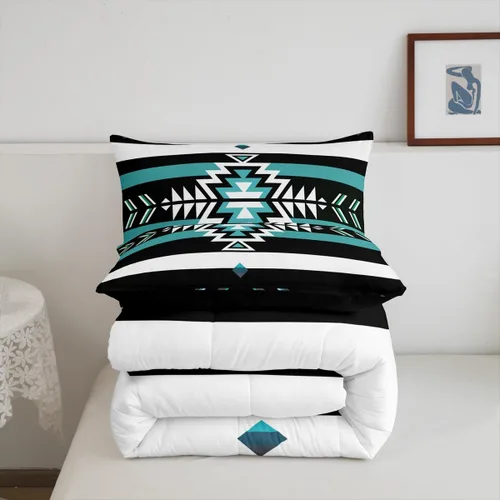 Miniatura 6 de Feelyou Southwest Native Juego de Ropa de Cama para Niños y Niñas Juego de Edredón Geométrico del Suroeste Tamaño Twin Edredón Tribal Decoración